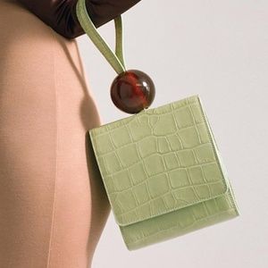 Small Flap Box Bag Crocodile Pattern Acrylic Ball